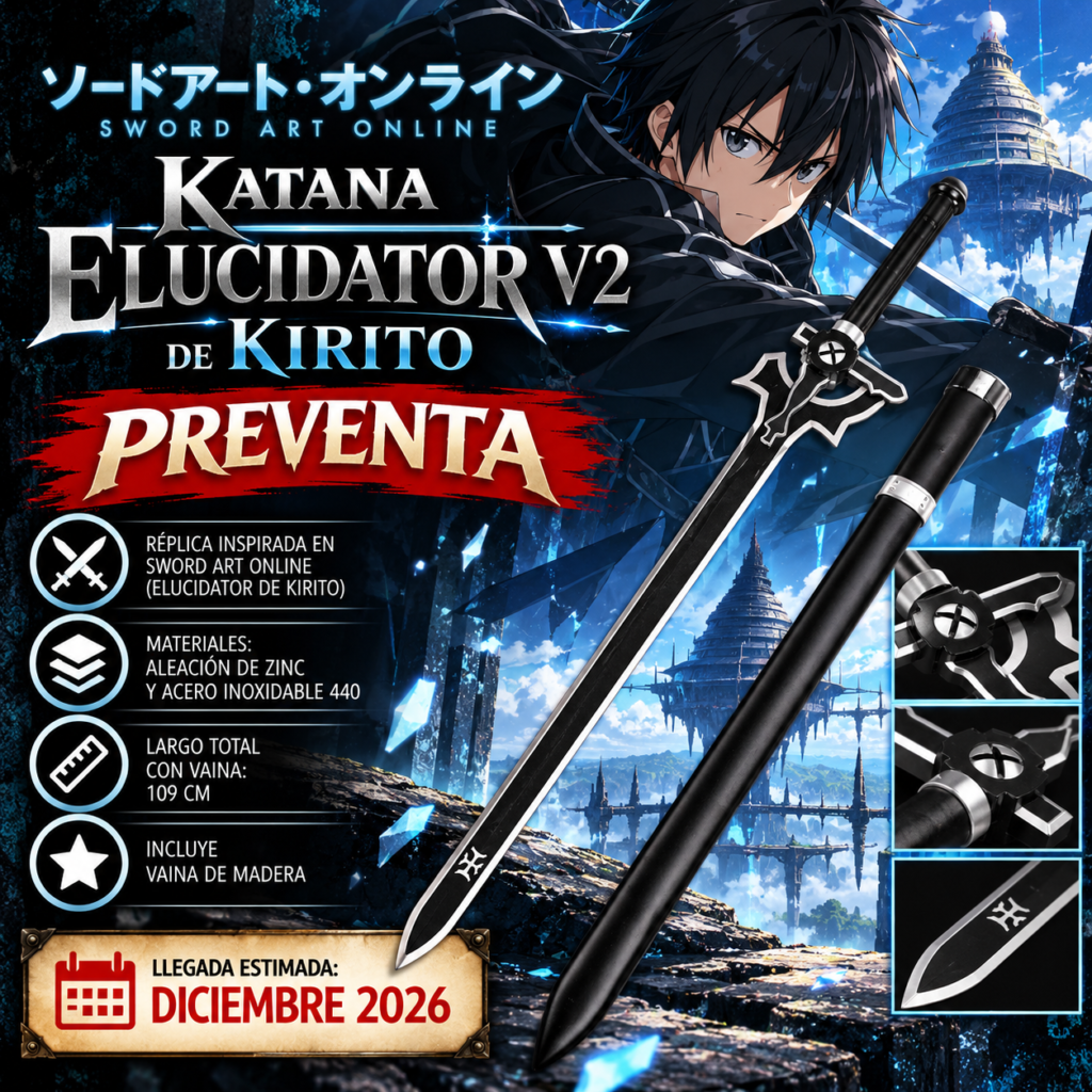 ESPADA KIRITO ELUCIDATOR V2 – SWORD ART ONLINE – PREVENTA