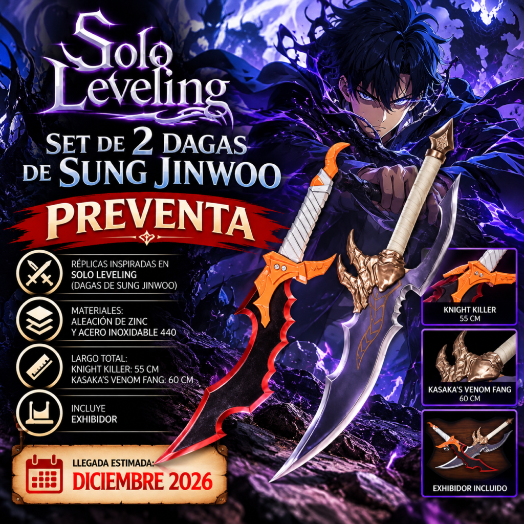Set de 2 Dagas de Sung Jinwoo + Exhibidor – Solo Leveling | PREVENTA